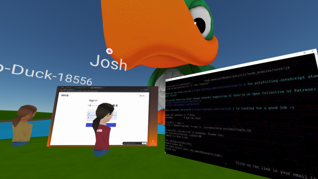 On BiiND iiSLAND we ate our own dog food and built BiiND from within BiiND. We used different devices (phones, tablets, PC’s, VR goggles). We experimented with various web browsers. We shared our screens and cameras to access and view together all of the content of the existing web, sharing pics, and dropping in 3D models.